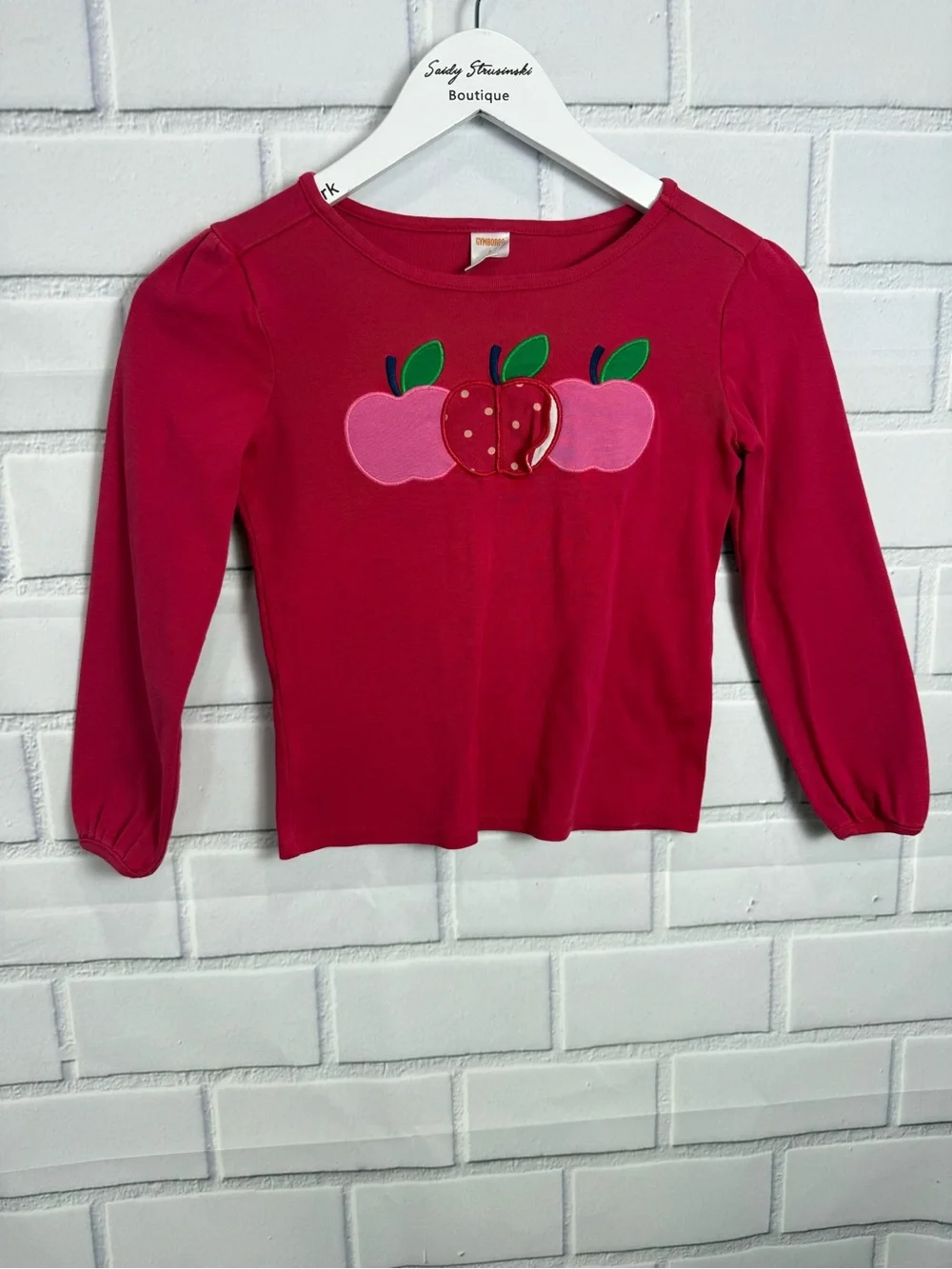 Gymboree Girls Size 8 Pink Apple Long Sleeve Top Shirt
